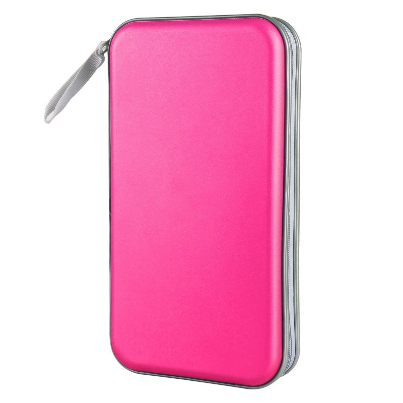 Siveit CD Case Holder, 80 Capacity CD/DVD Case Holders Wallet Hard Plastic CD DVD Disc Cases Storage Binder for Car Home Office Travel (Hot Pink) - Image 1